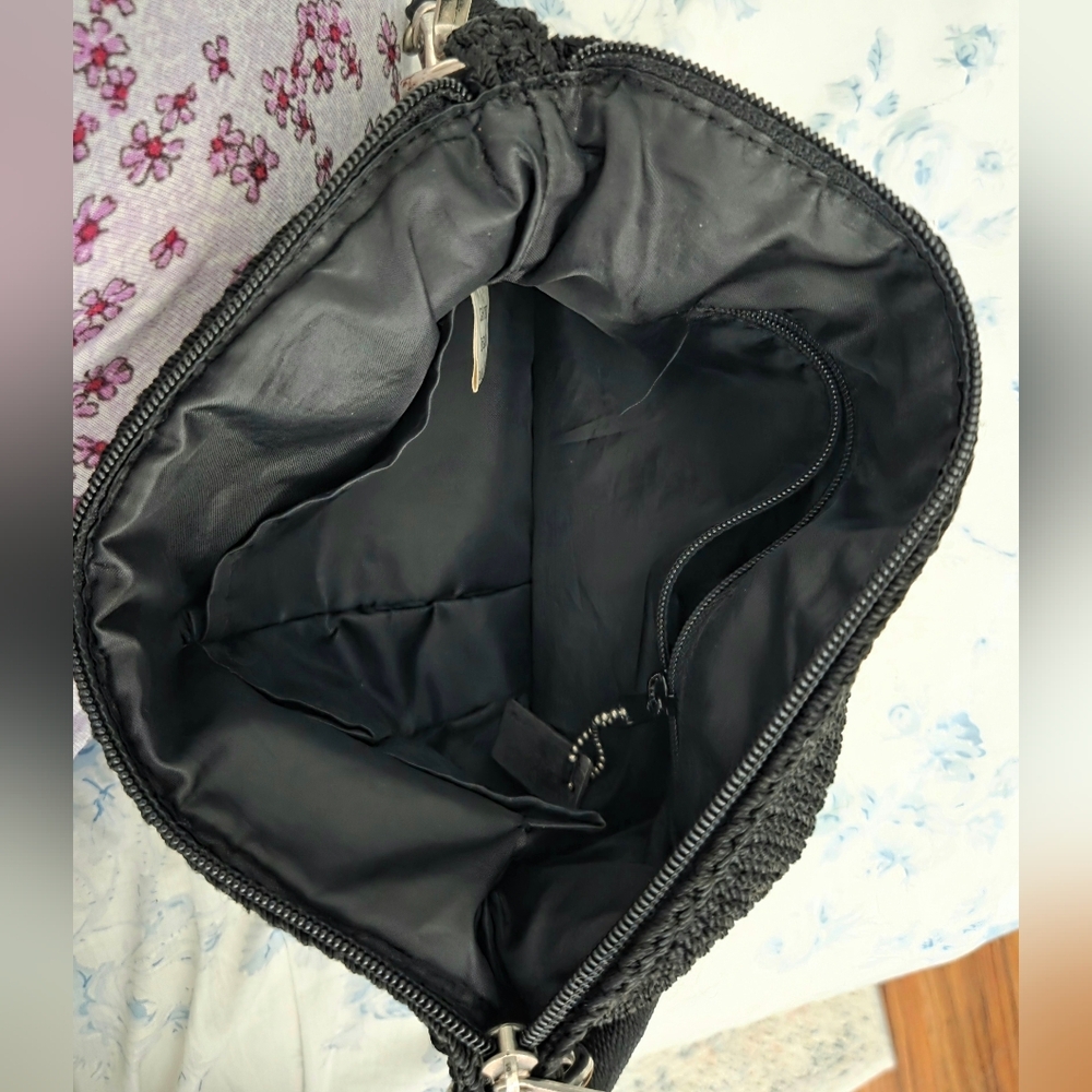 Lina Black Crochet Hobo Shoulder Bag - Picture 2 of 4